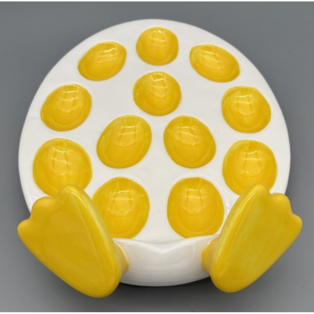 Bella Casa By Ganz Deviled Egg Plate W/Duck Feet Ceramic EXCELLENT
